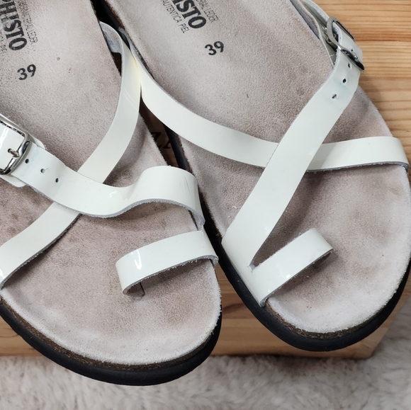 Mephisto Nalia White Patent Leather Toe Loop Sandal Size 39 - Picture 4 of 15